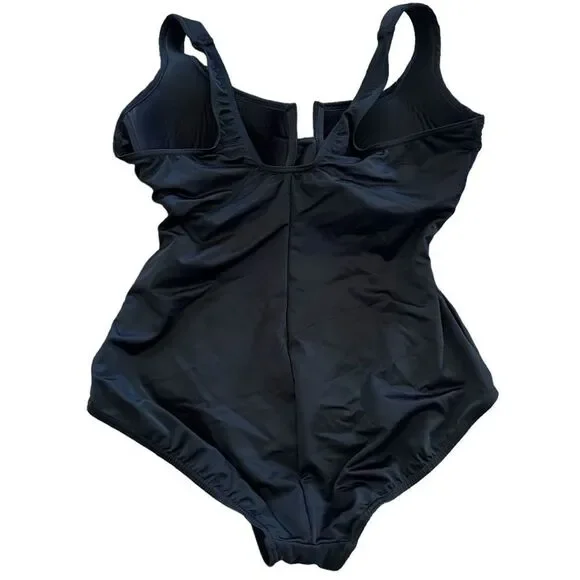 Miracle Suit Black Full Piece Sweetheart Neckline Modest Slimming Bathing Suit